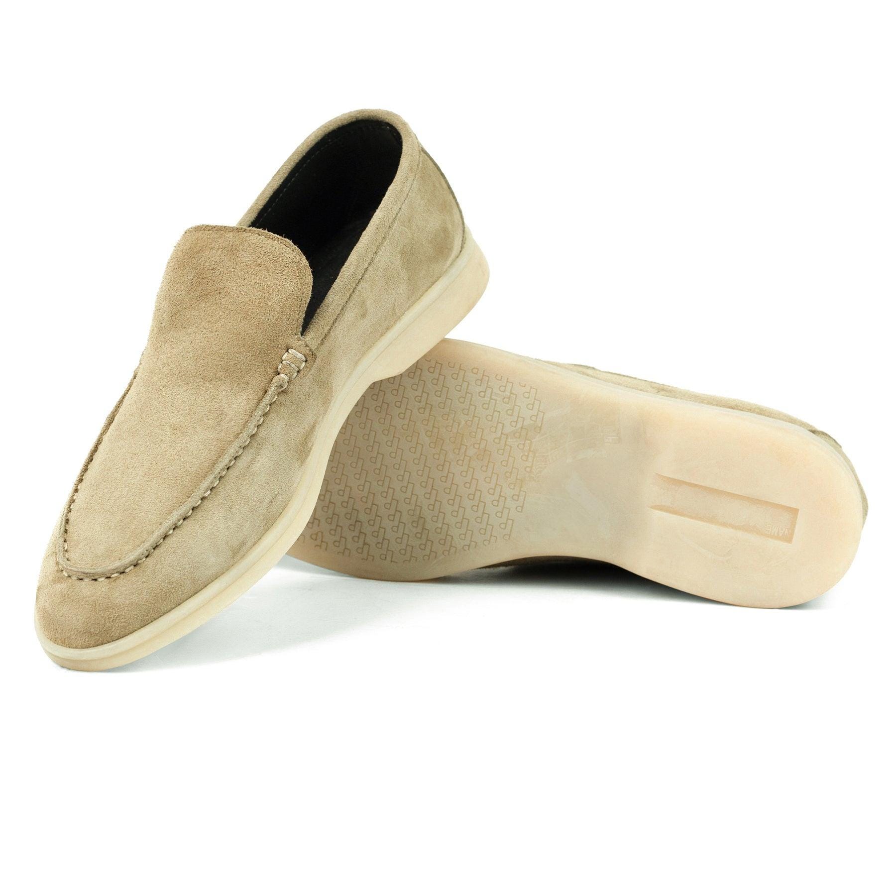 Tan Suede Derby Shoes And Beige Loafers Bella